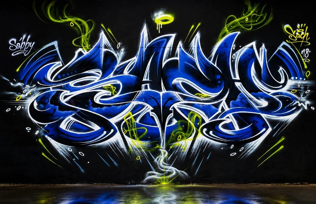 Mural Lettering Sach Azul