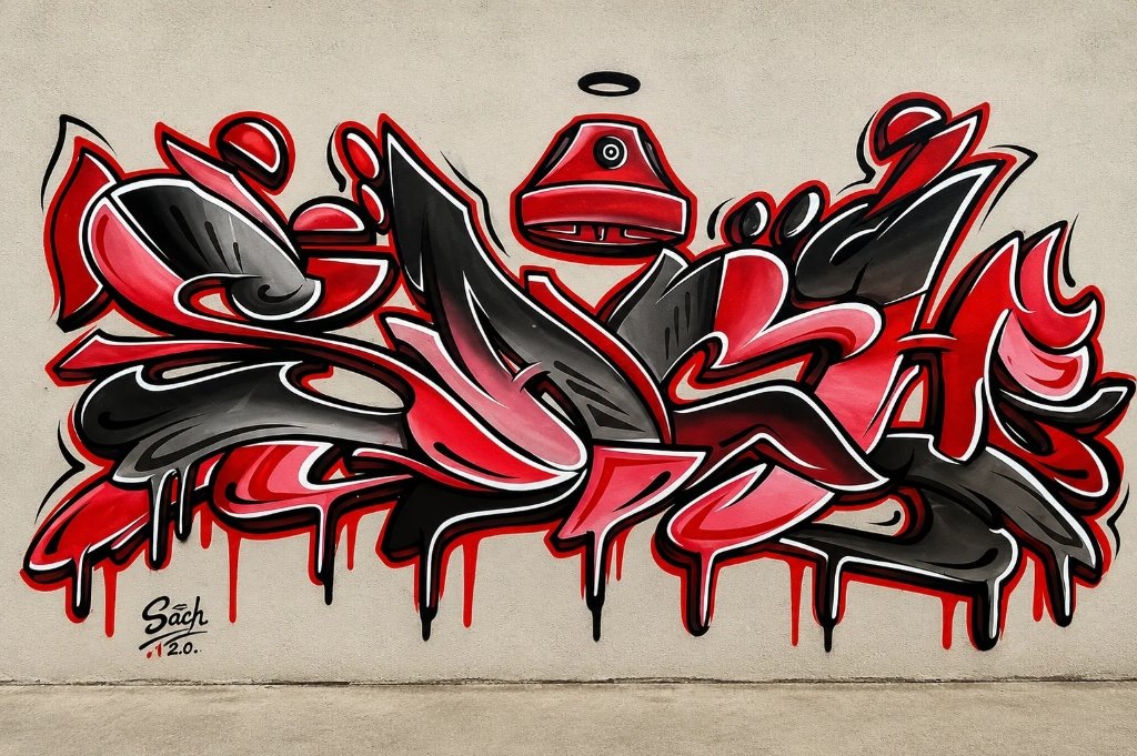 Mural Lettering Sach Rojo