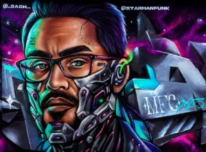 Retrato Cyberpunk Neón